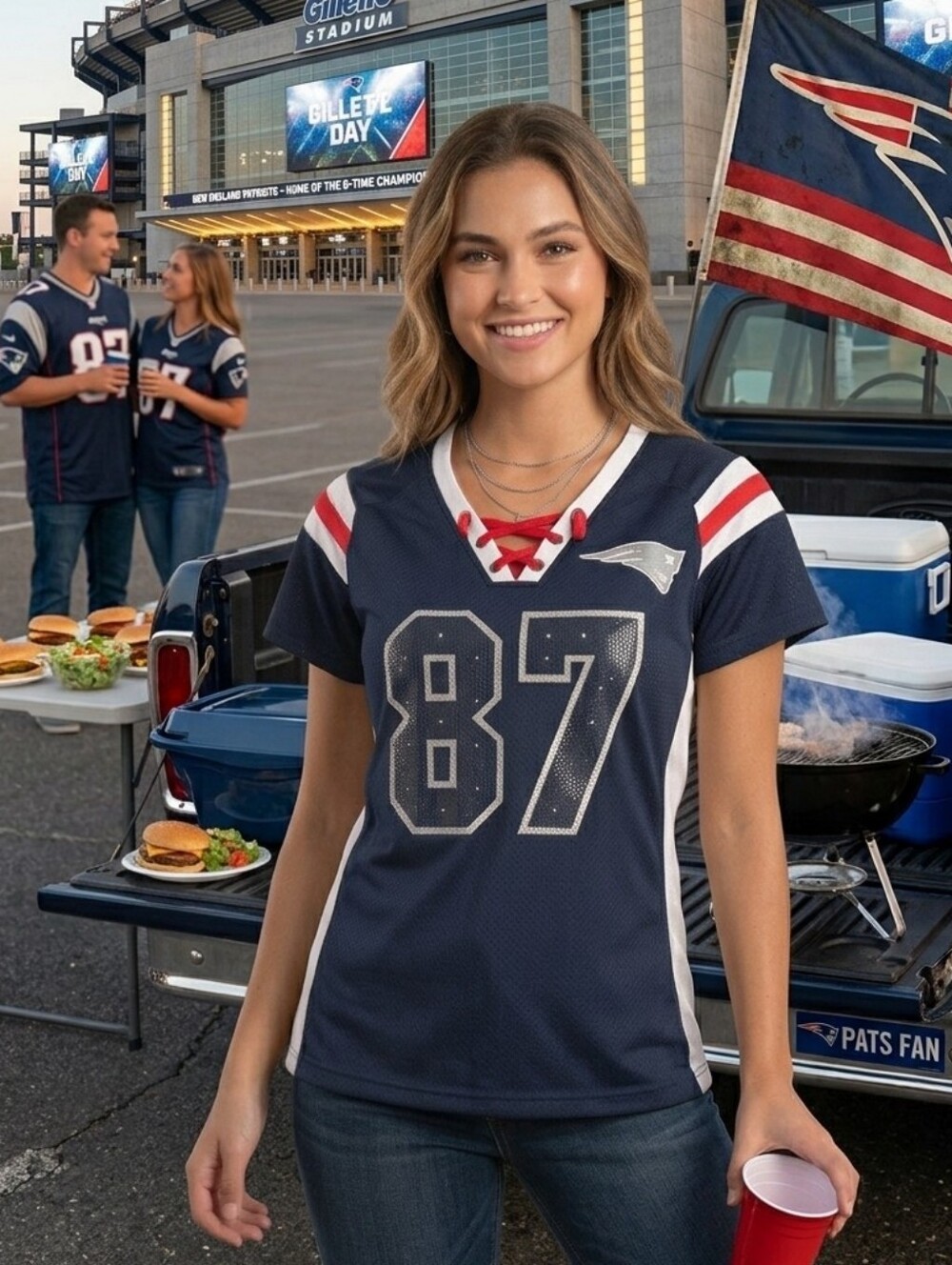 England Patriots Rob Gronkowski 87 Lace Up Sequin Women’s Jersey SM